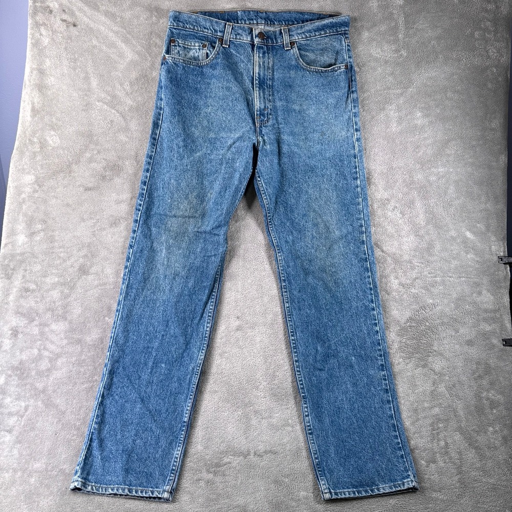 Levis 505 Jeans Mens 34x34 Blue Straight Leg Denim Made In USA Vintage 90s